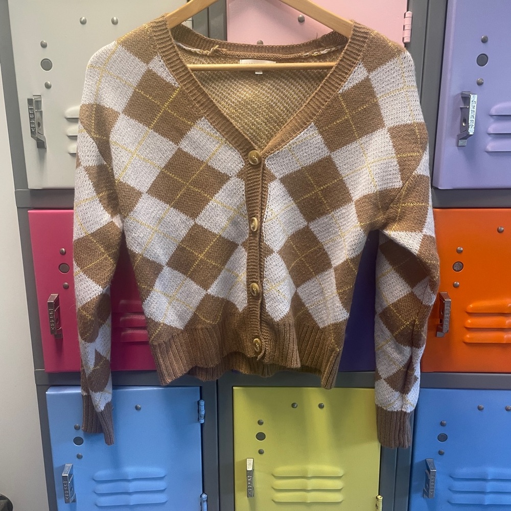 Ultra Flirt Brown and White Cardigan Sweater